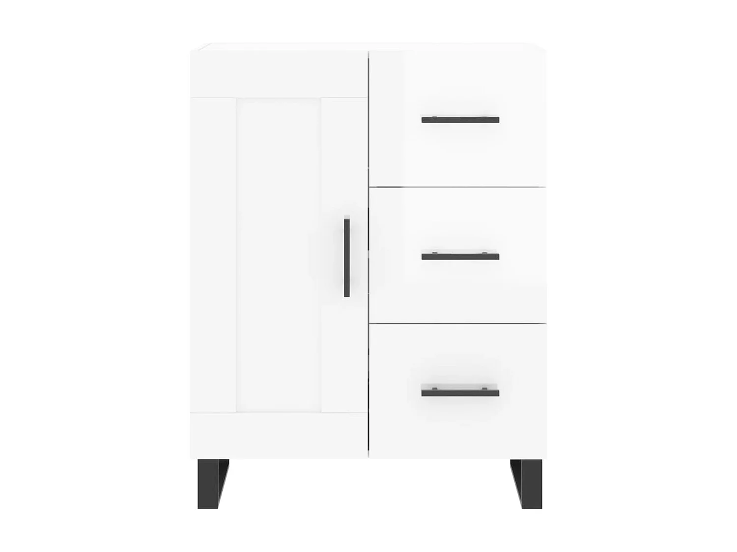 Buffet Blanc brillant 69,5x34x90 cm Bois d'ingénierie