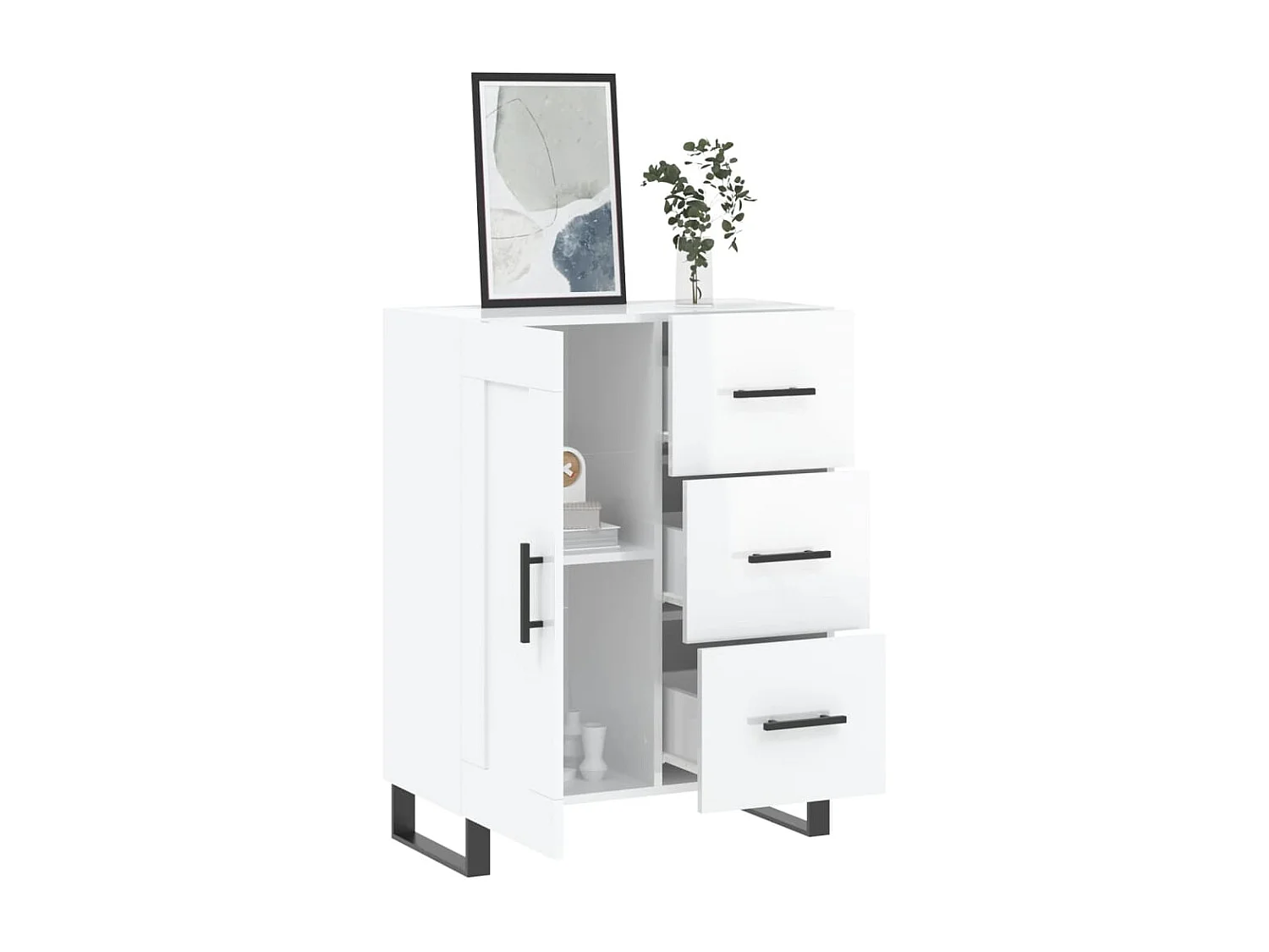 Sideboard Hochglanz-Weiß 69,5x34x90 cm Holzwerkstoff