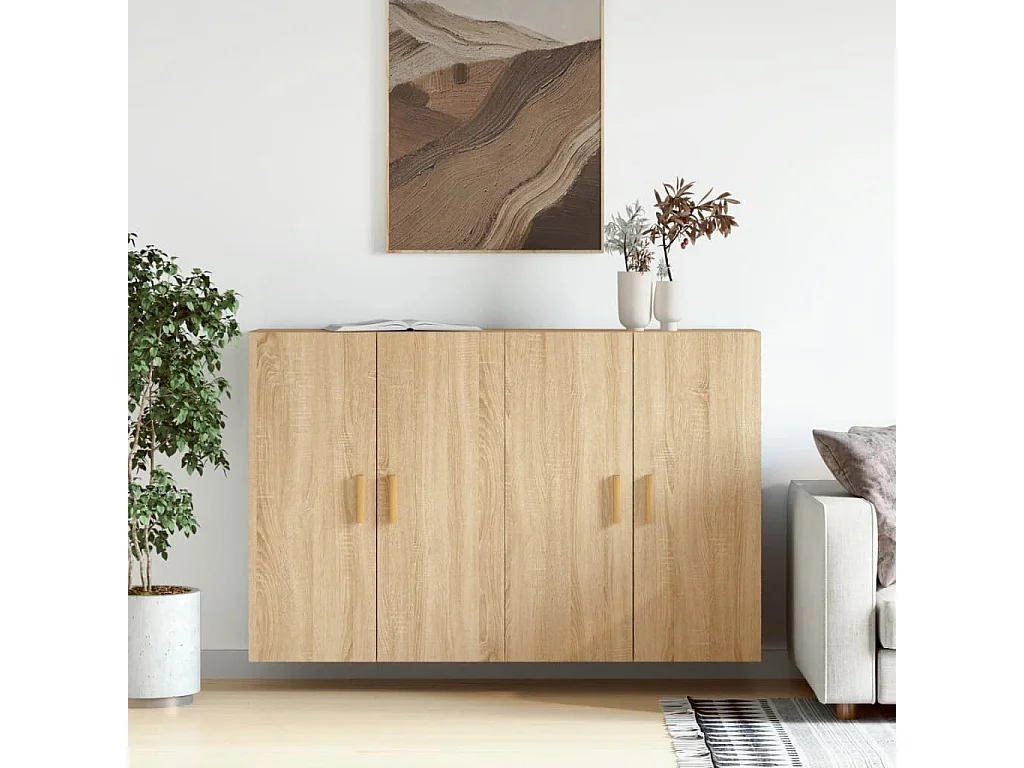 Armarios de pared 2 uds madera de ingeniería roble Sonoma