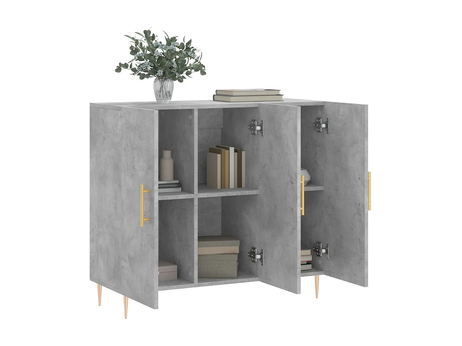 Dressoir 90x34x80 cm bewerkt hout betongrijs