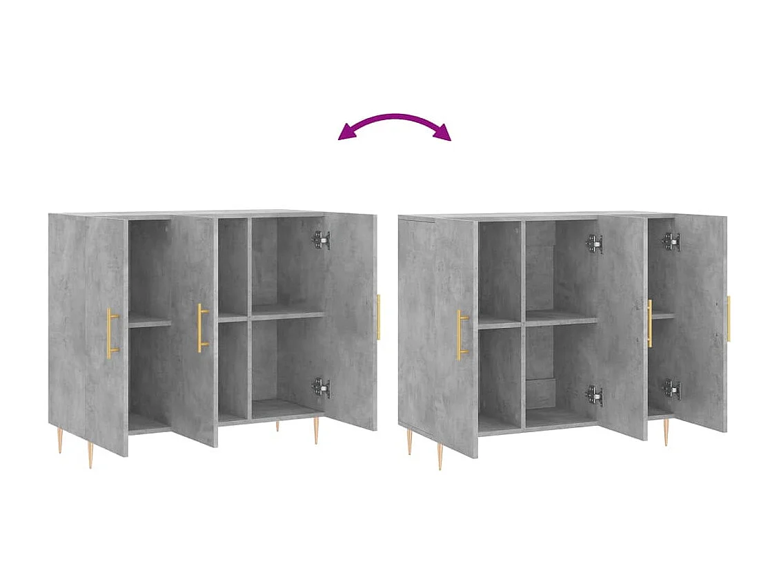 Buffet gris béton 90x34x80 cm bois d'ingénierie