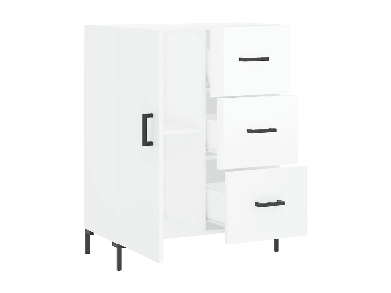 Buffet Blanc brillant 69,5x34x90 cm Bois d'ingénierie