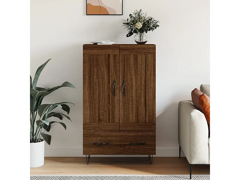 Buffet haut chêne marron 69,5x31x115 cm bois d'ingénierie