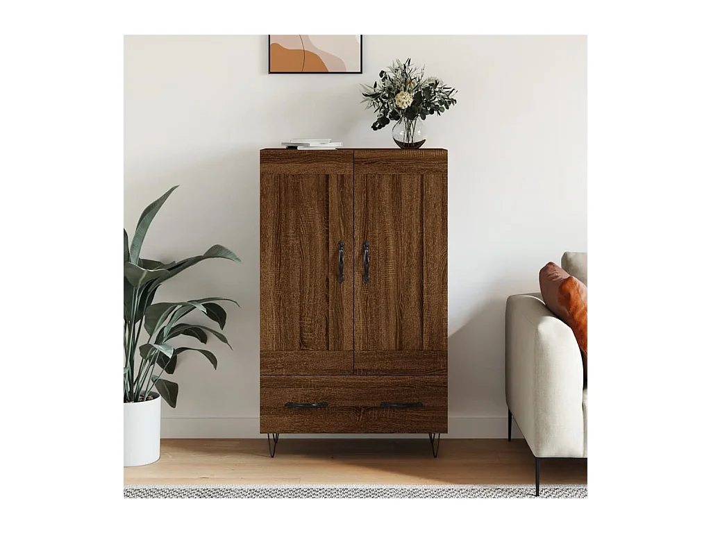 Buffet haut chêne marron 69,5x31x115 cm bois d'ingénierie