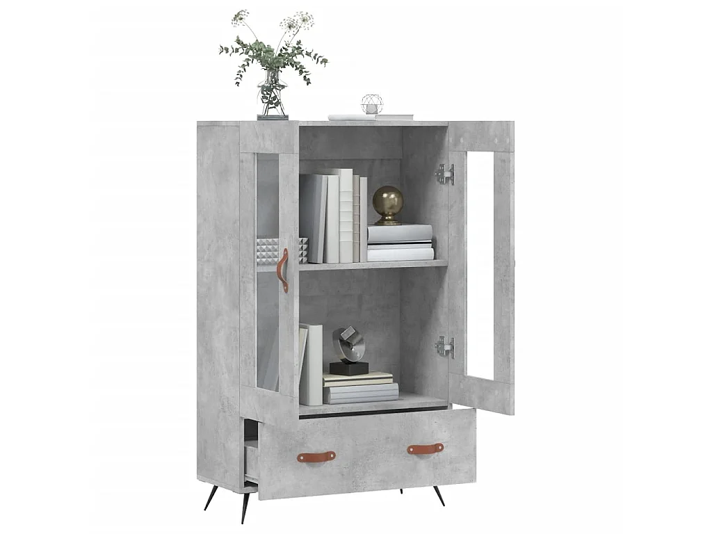 Buffet haut gris béton 69,5x31x115 cm bois d'ingénierie