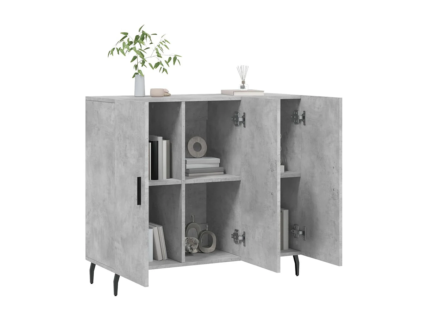 Buffet gris béton 90x34x80 cm bois d'ingénierie