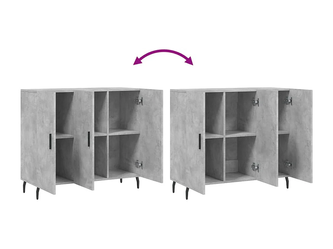 Buffet gris béton 90x34x80 cm bois d'ingénierie