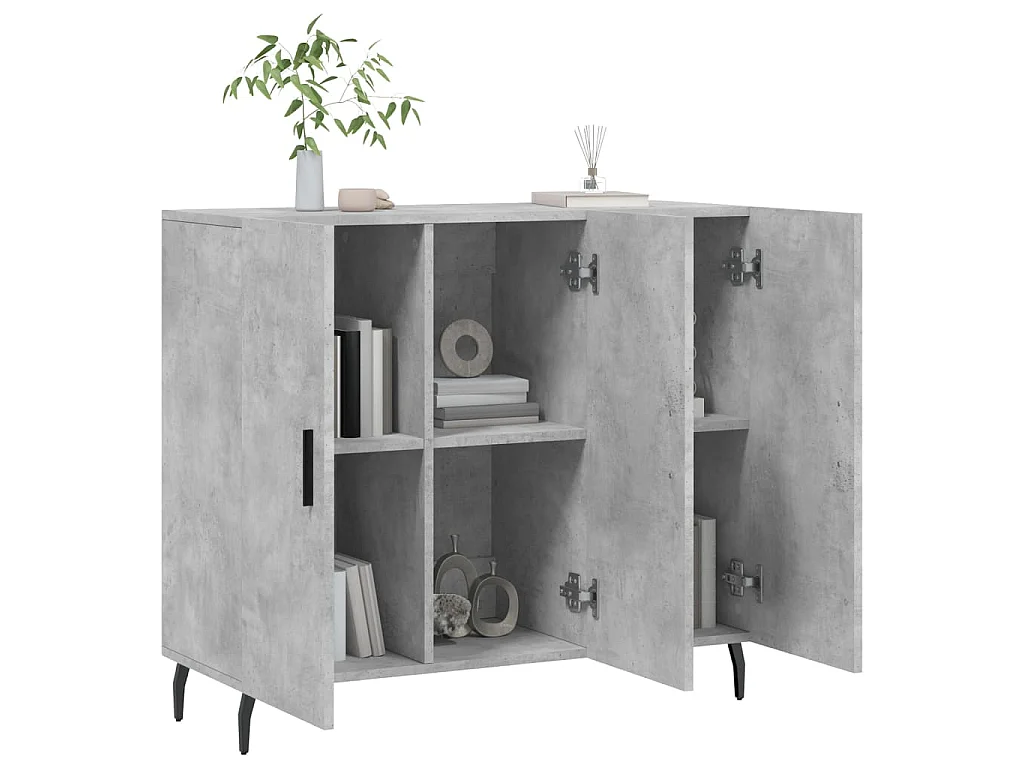 Dressoir 90x34x80 cm bewerkt hout betongrijs