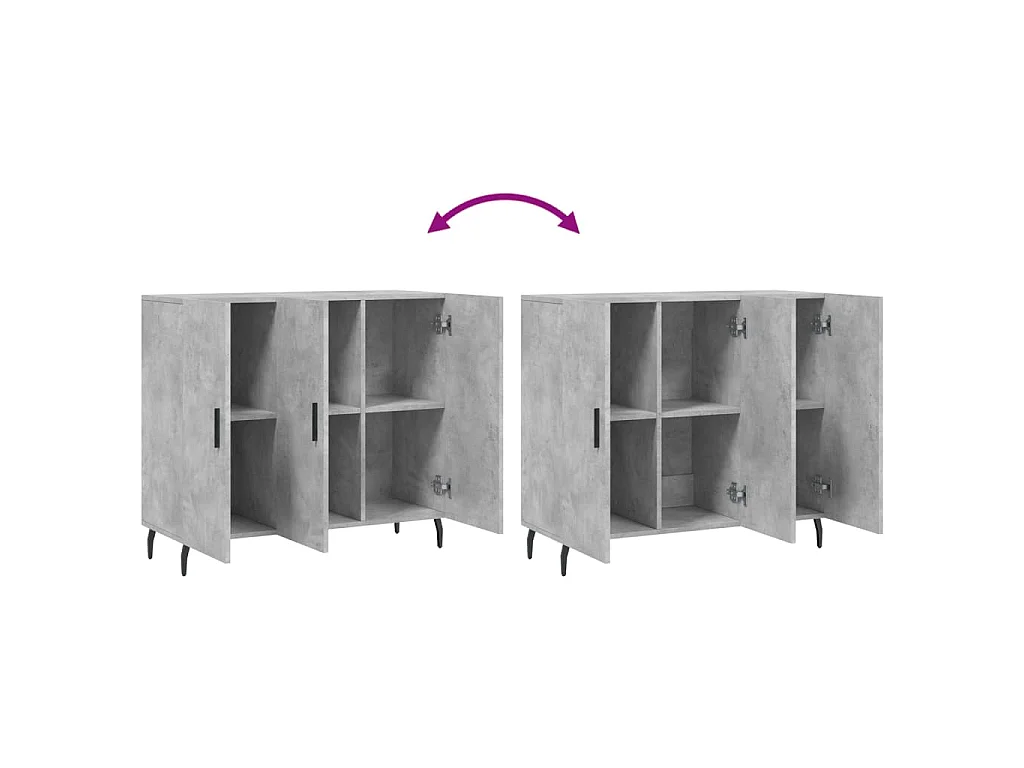 Dressoir 90x34x80 cm bewerkt hout betongrijs