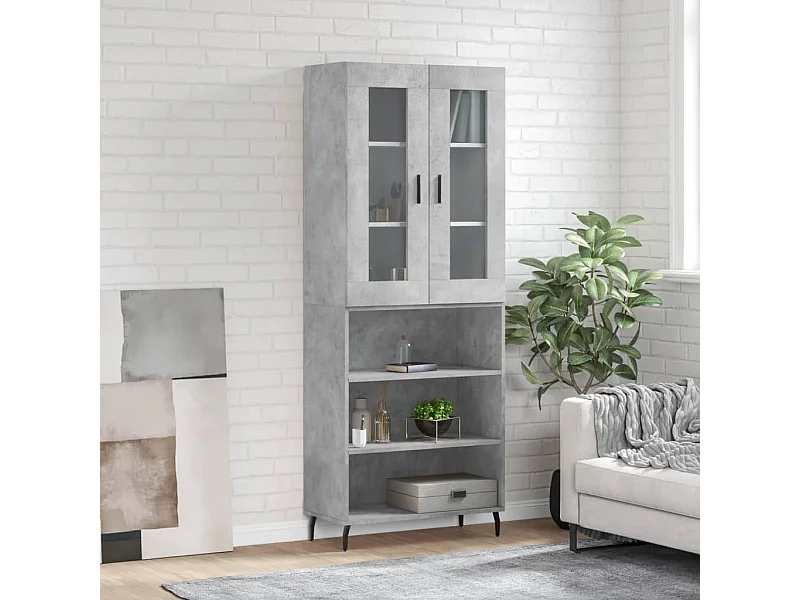 Highboard Betongrau 69,5x34x180 cm Holzwerkstoff