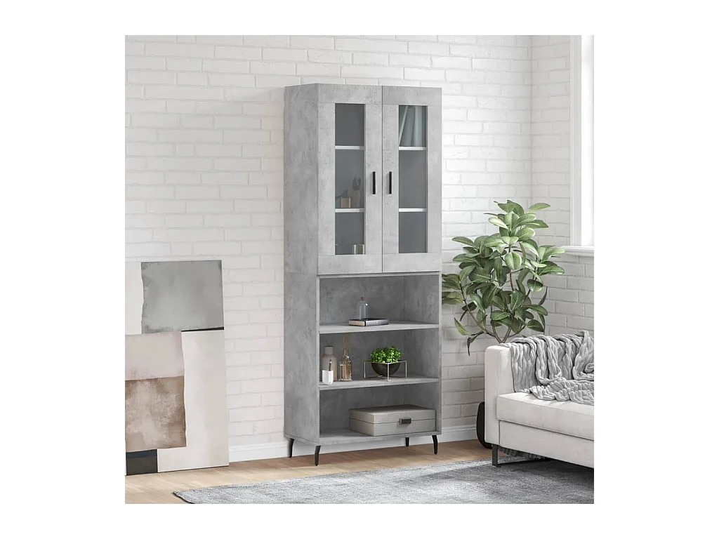 Highboard Betongrau 69,5x34x180 cm Holzwerkstoff