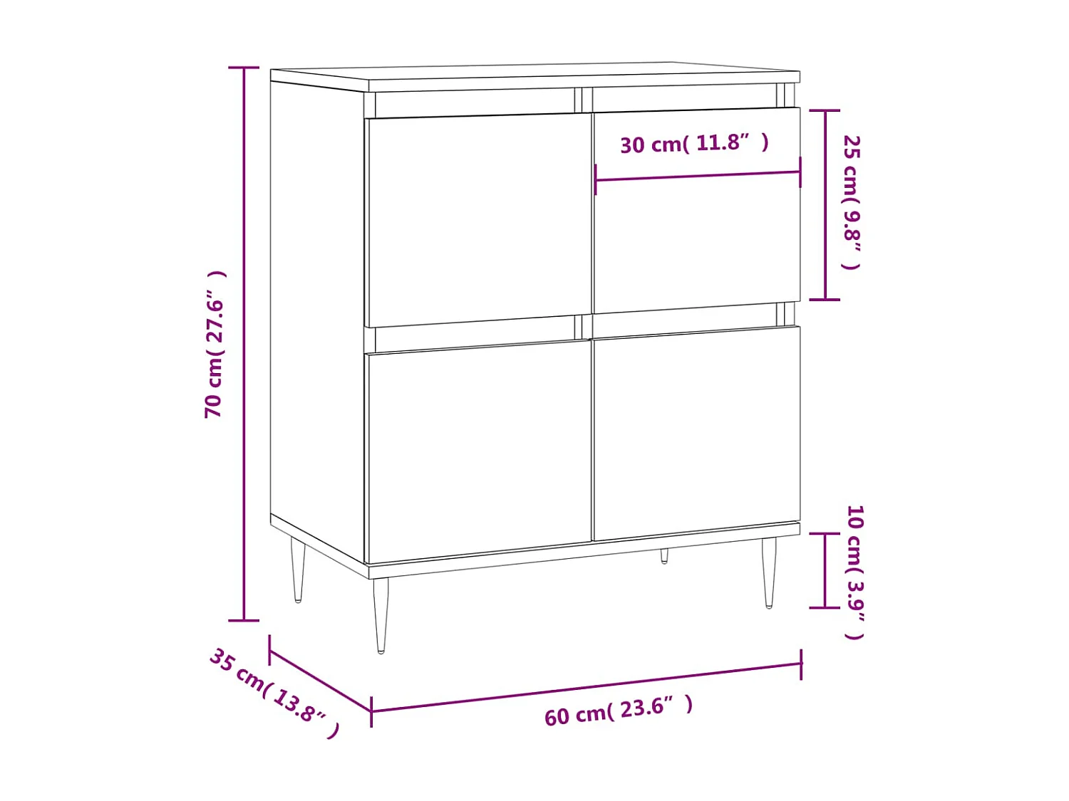 Buffet Sonoma gris 60x35x70 cm Bois d'ingénierie