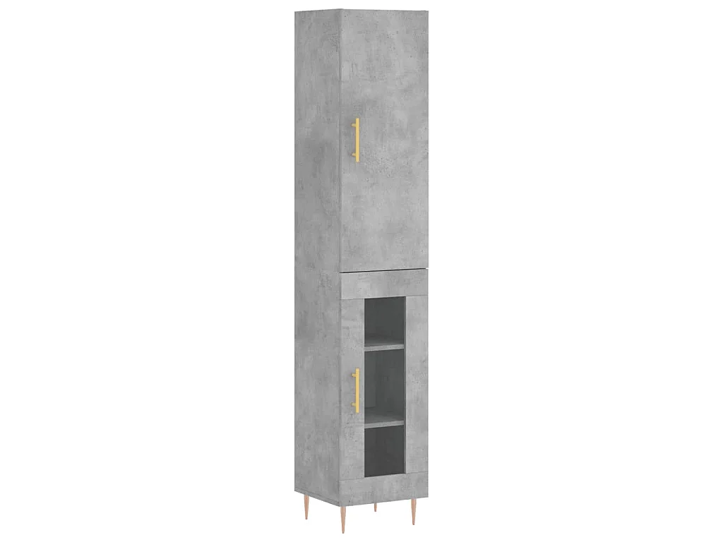 Credenza Grigio Cemento 34,5x34x180 cm in Legno Multistrato
