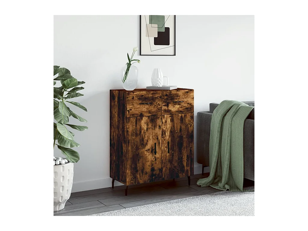 Buffet chêne fumé 69,5x34x90 cm bois d'ingénierie