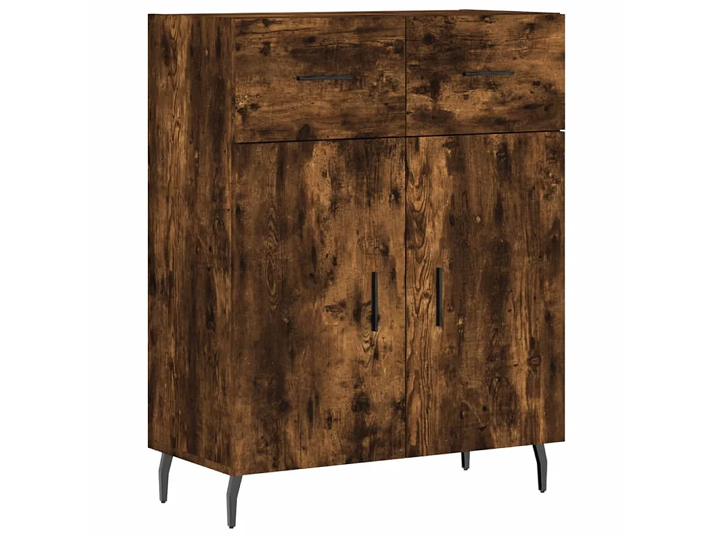 Buffet chêne fumé 69,5x34x90 cm bois d'ingénierie