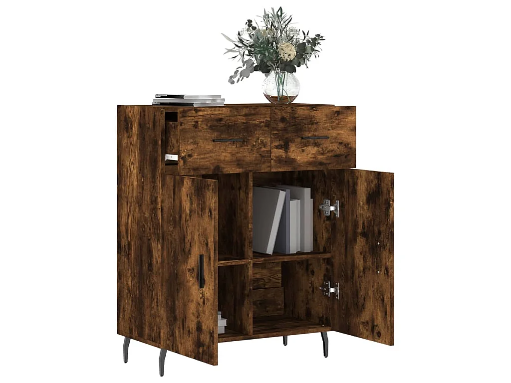 Buffet chêne fumé 69,5x34x90 cm bois d'ingénierie