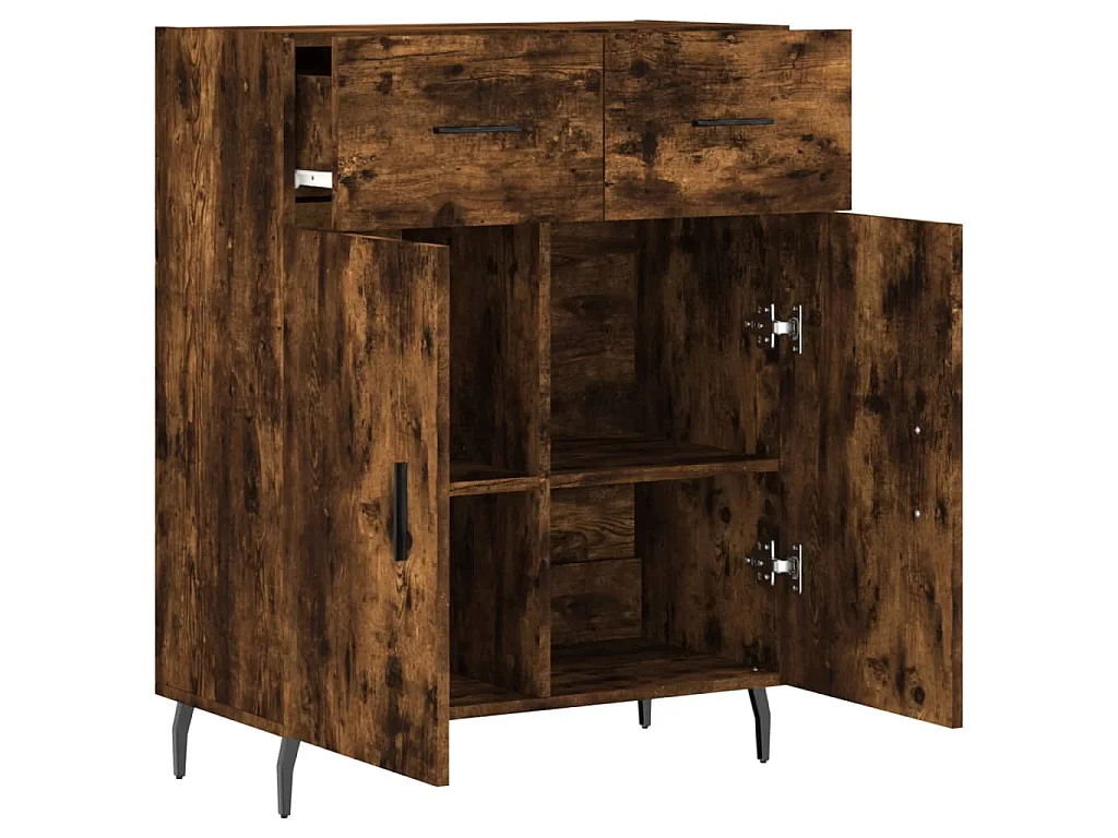 Buffet chêne fumé 69,5x34x90 cm bois d'ingénierie