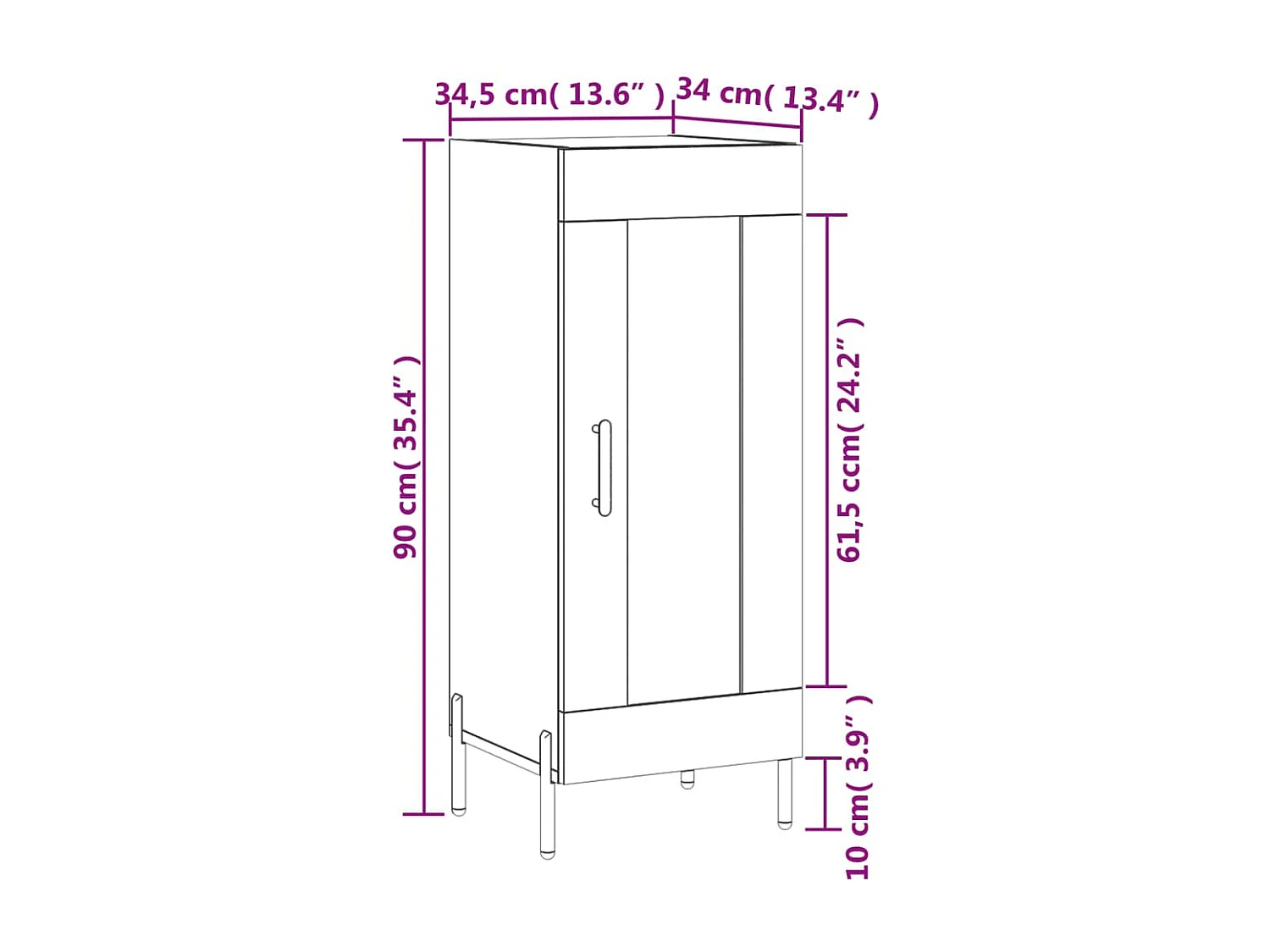 Buffet Gris béton 34,5x34x90 cm Bois d'ingénierie