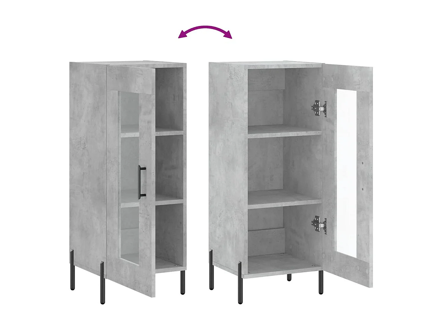 Buffet Gris béton 34,5x34x90 cm Bois d'ingénierie