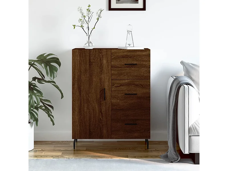 Buffet chêne marron 69,5x34x90 cm bois d'ingénierie