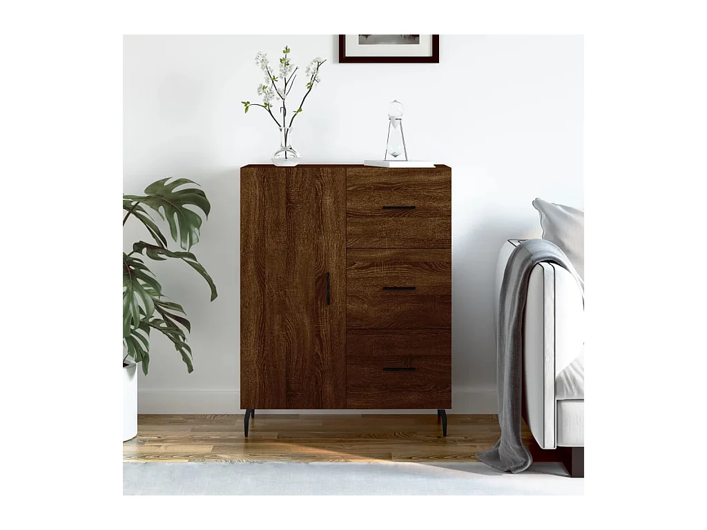 Buffet chêne marron 69,5x34x90 cm bois d'ingénierie