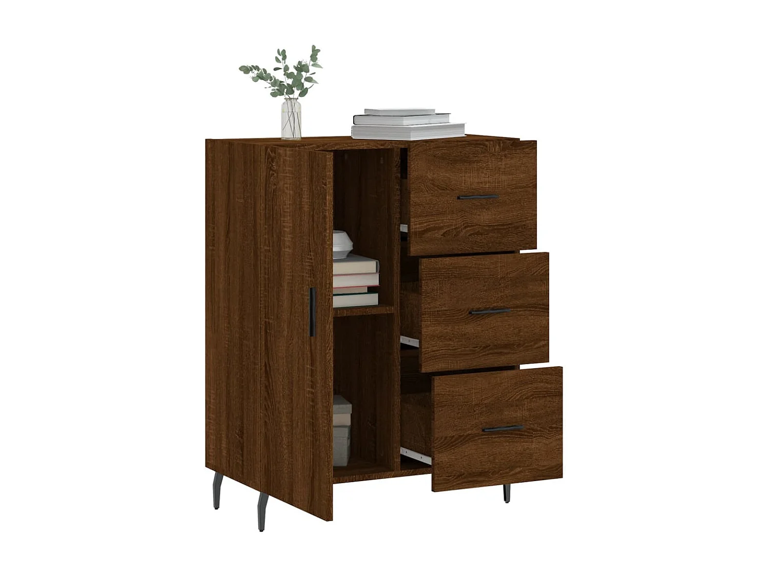 Buffet chêne marron 69,5x34x90 cm bois d'ingénierie