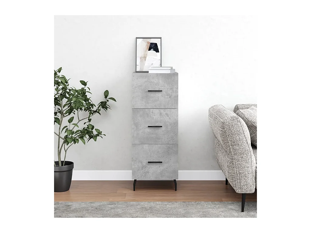 Buffet Gris béton 34,5x34x90 cm Bois d'ingénierie