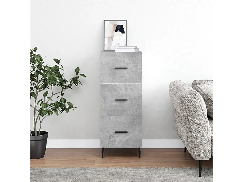 Buffet Gris béton 34,5x34x90 cm Bois d'ingénierie