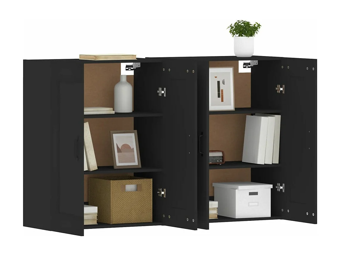 Armoires murales 2 pcs noir bois d'ingénierie