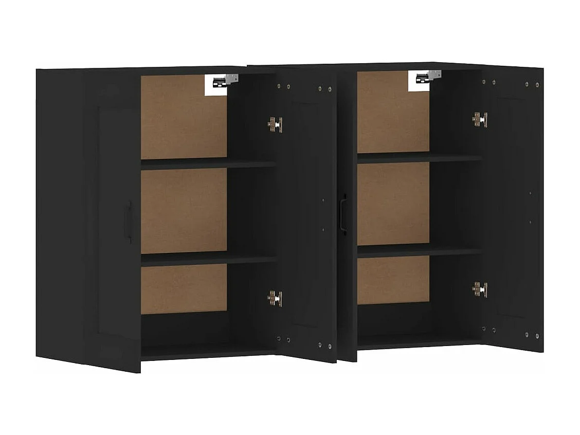 Armoires murales 2 pcs noir bois d'ingénierie