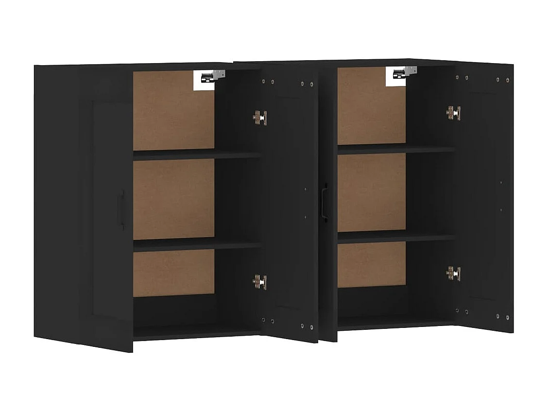 Armoires murales 2 pcs noir bois d'ingénierie
