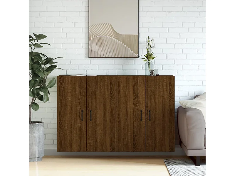 Armoires murales 2 pcs chêne marron bois d'ingénierie