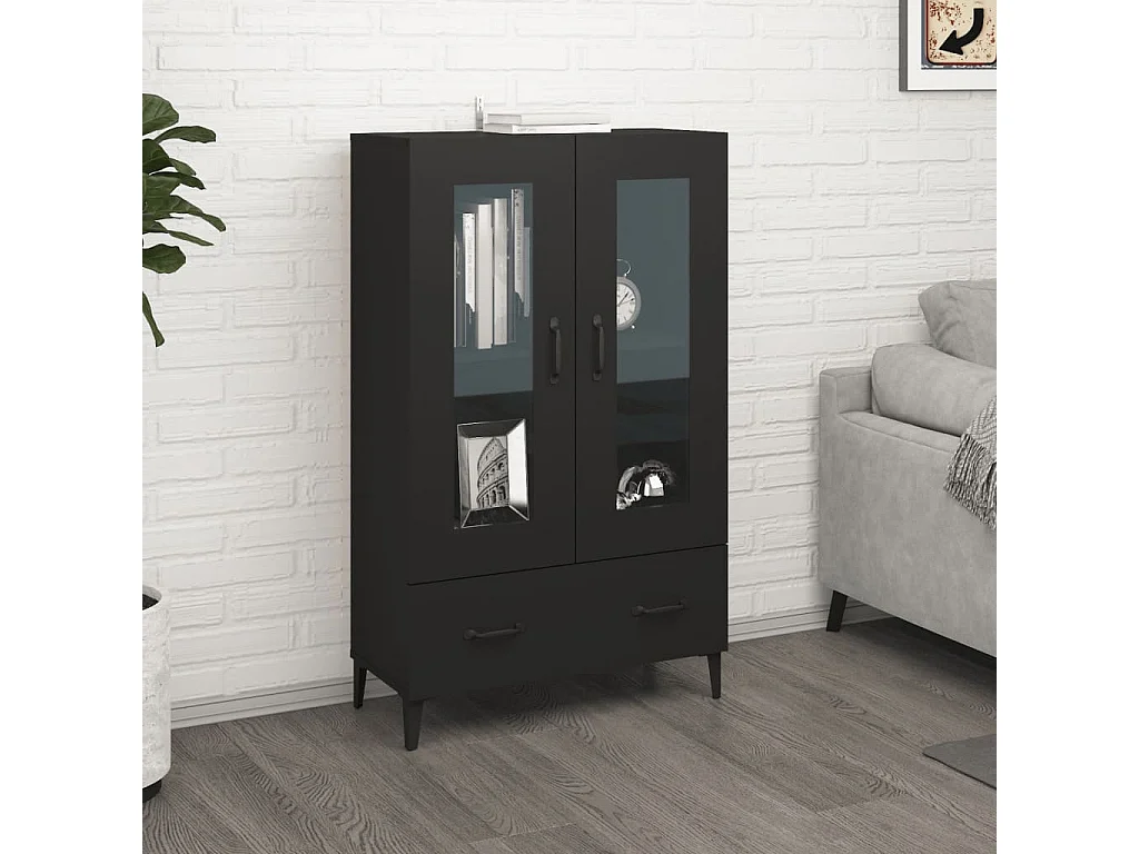 Armário alto 70x31x115 cm derivados de madeira preto