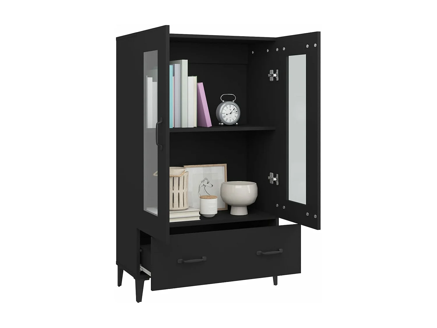 Armário alto 70x31x115 cm derivados de madeira preto