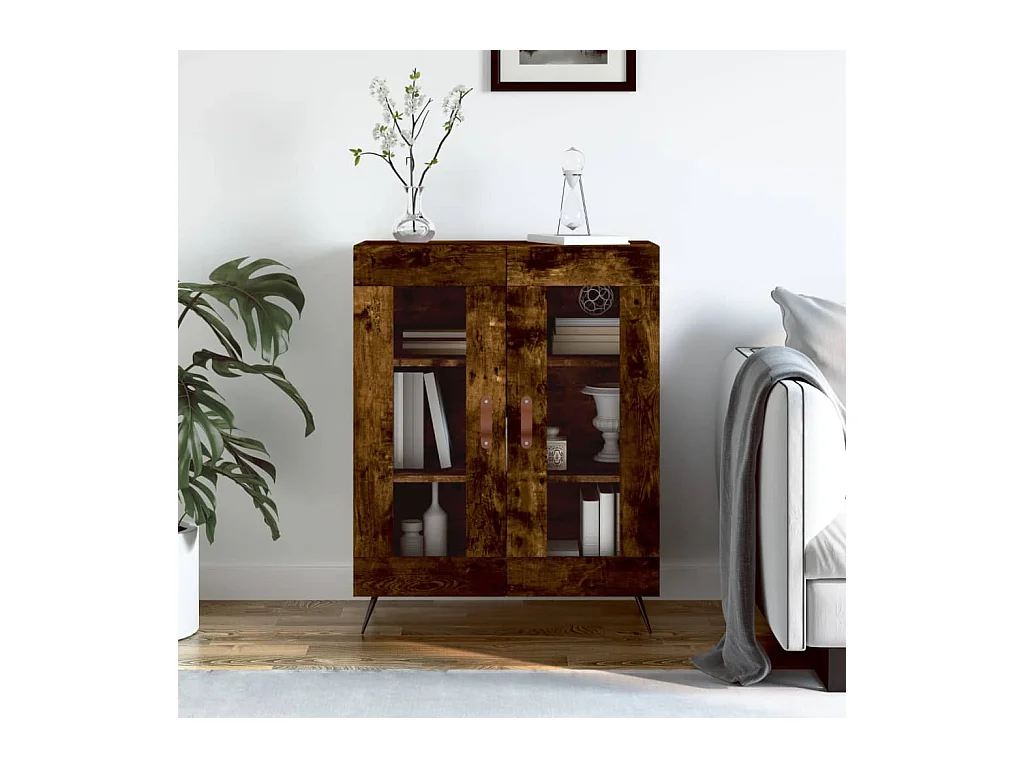 Buffet chêne fumé 69,5x34x90 cm bois d'ingénierie