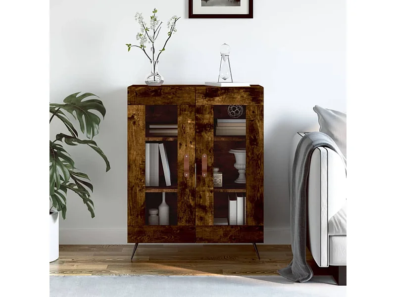 Dressoir 69,5x34x90 cm bewerkt hout gerookt eikenkleurig