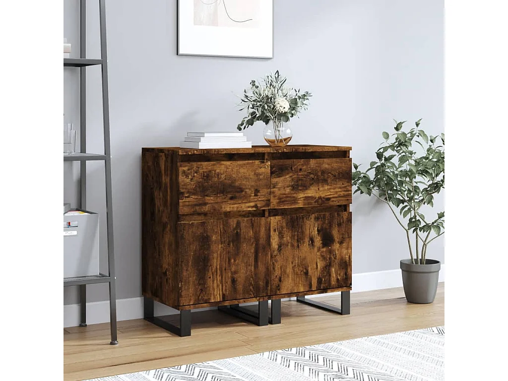 Buffets 2 pcs chêne fumé 40x35x70 cm bois d'ingénierie