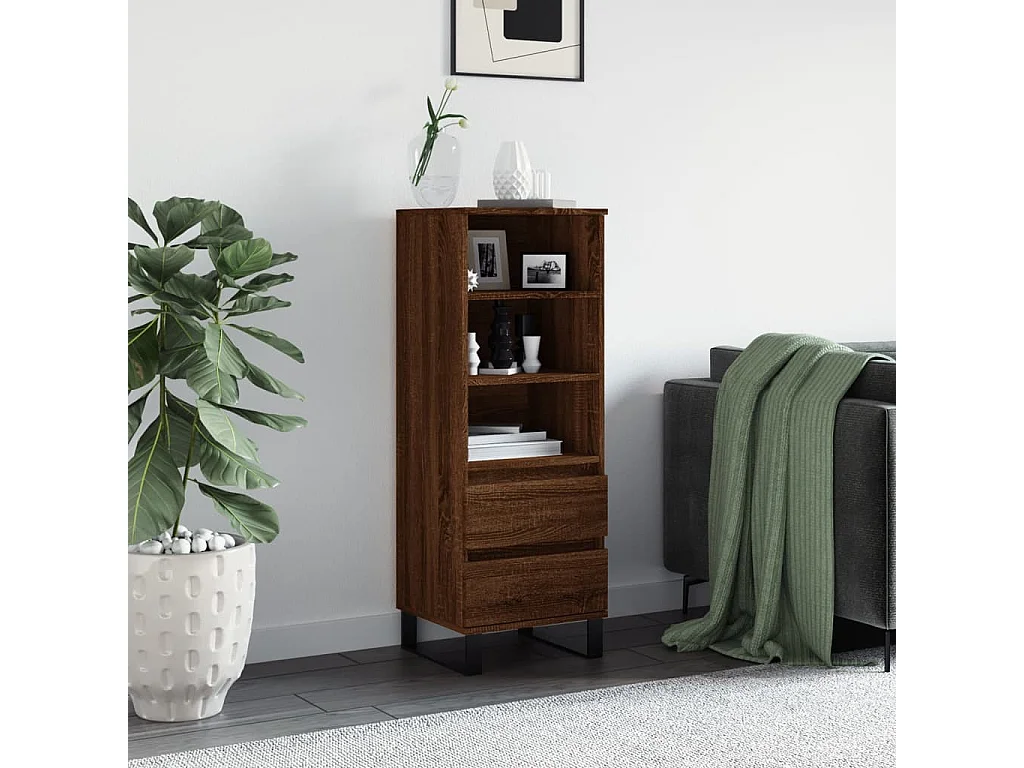 Highboard Braun Eichen-Optik 40x36x110 cm Holzwerkstoff