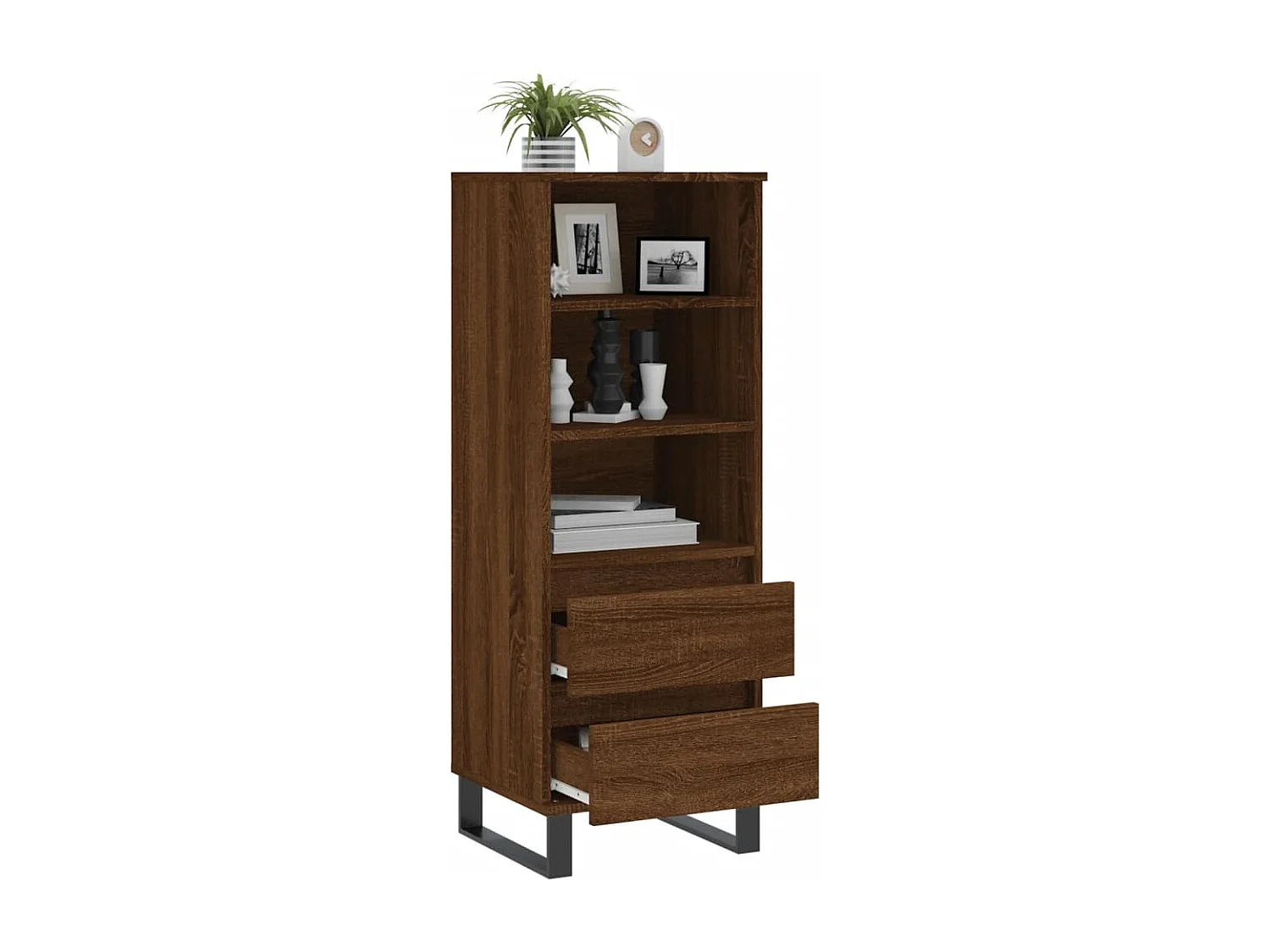 Highboard Braun Eichen-Optik 40x36x110 cm Holzwerkstoff