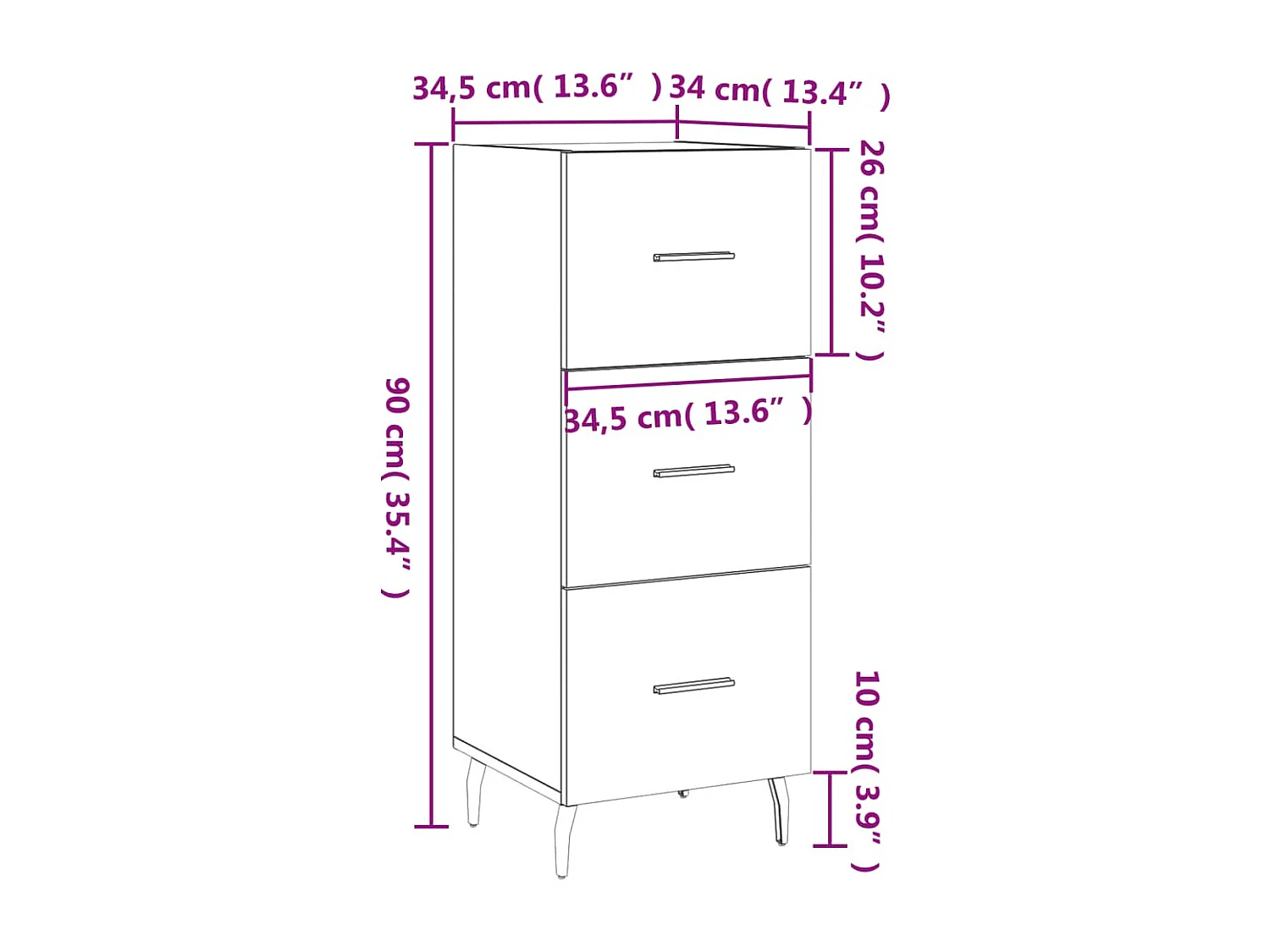 Dressoir 34,5x34x90 cm bewerkt hout gerookt eiken