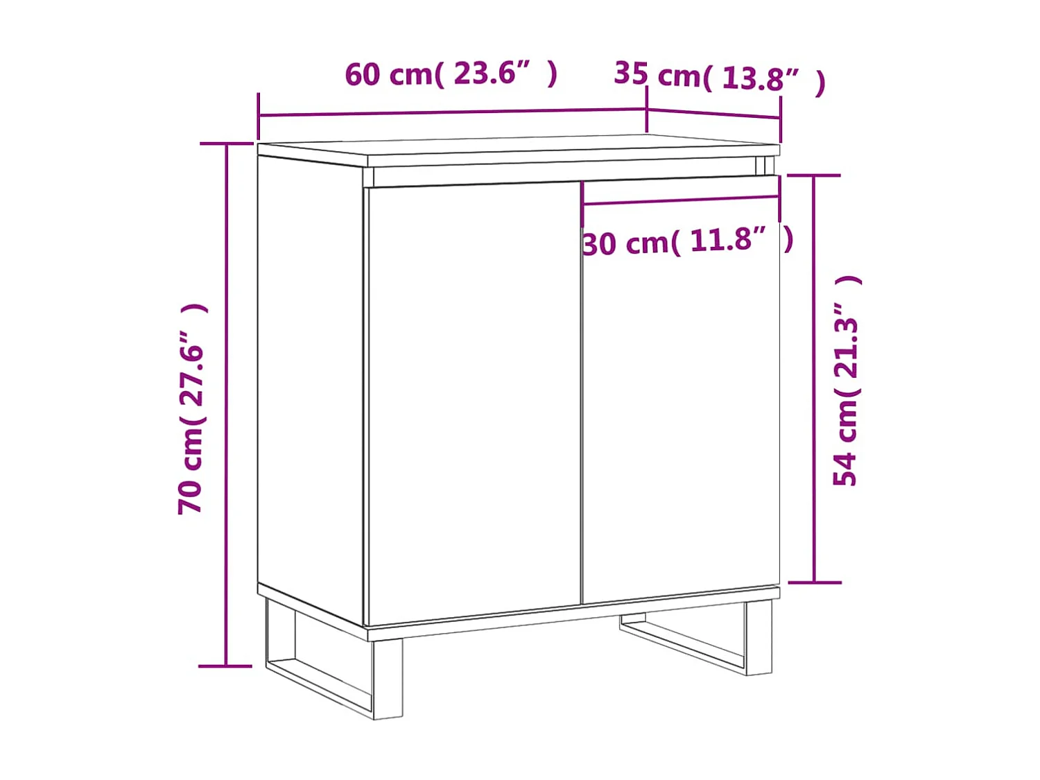 Buffet Chêne fumé 60x35x70 cm Bois d'ingénierie