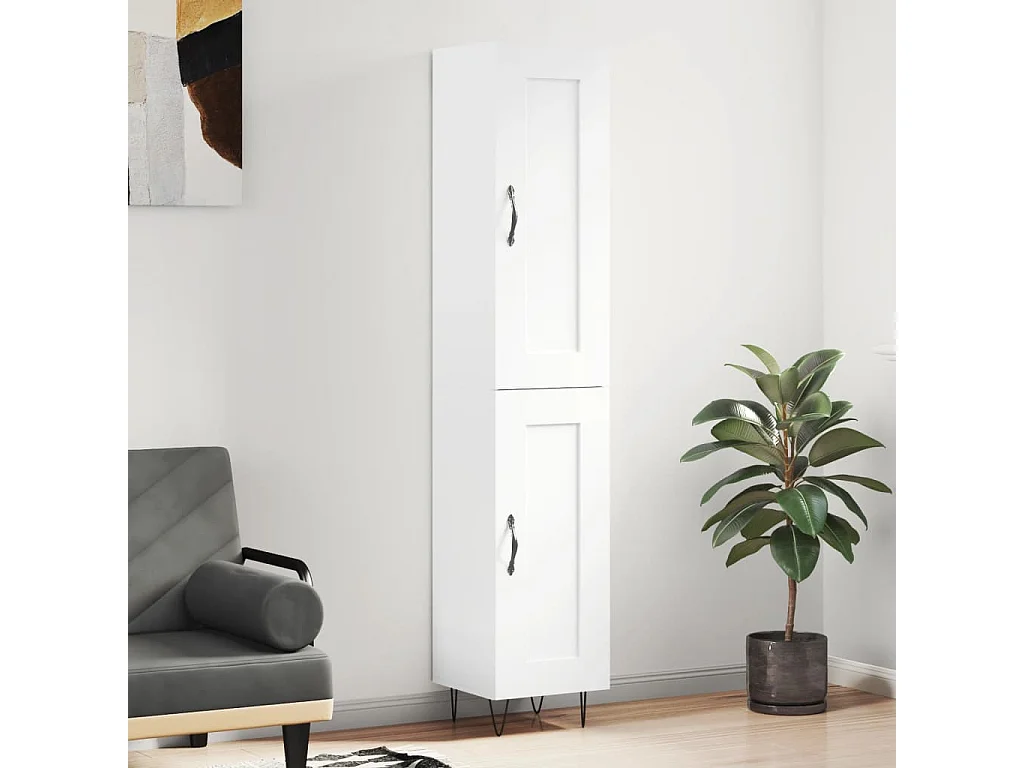 Buffet haut Blanc 34,5x34x180 cm Bois d'ingénierie