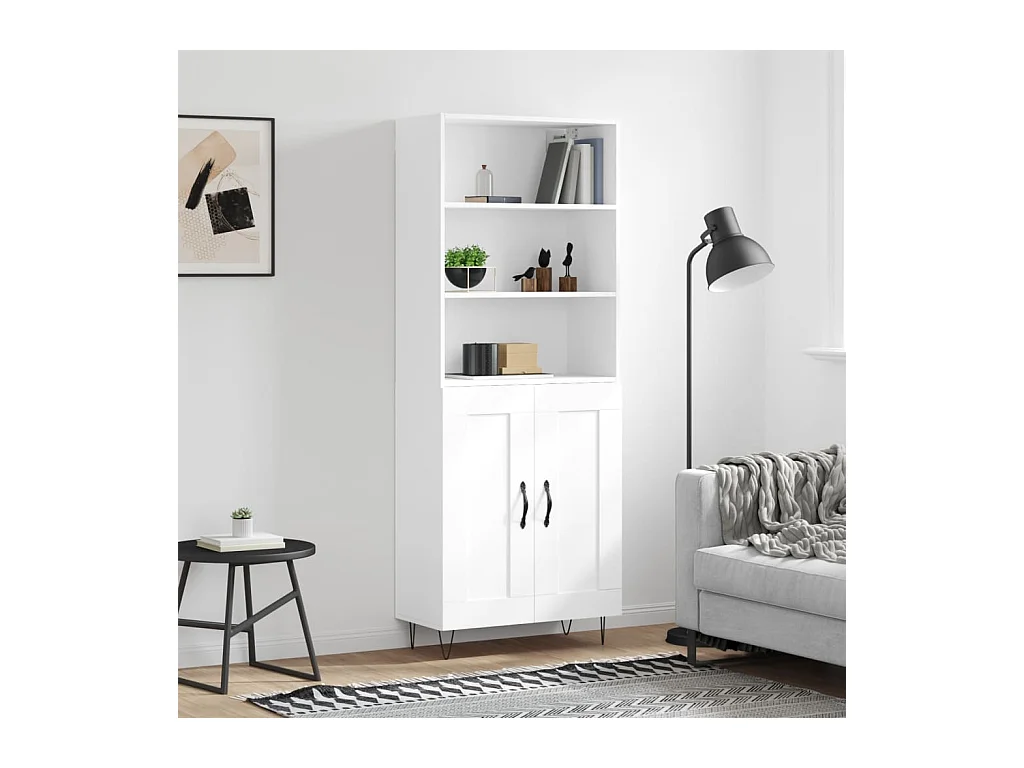 Buffet haut Blanc 69,5x34x180 cm Bois d'ingénierie