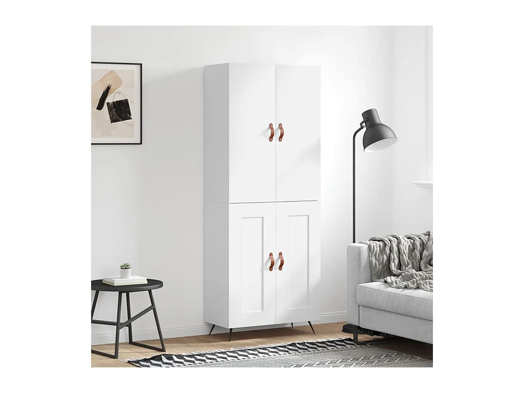 Buffet haut Blanc 69,5x34x180 cm Bois d'ingénierie