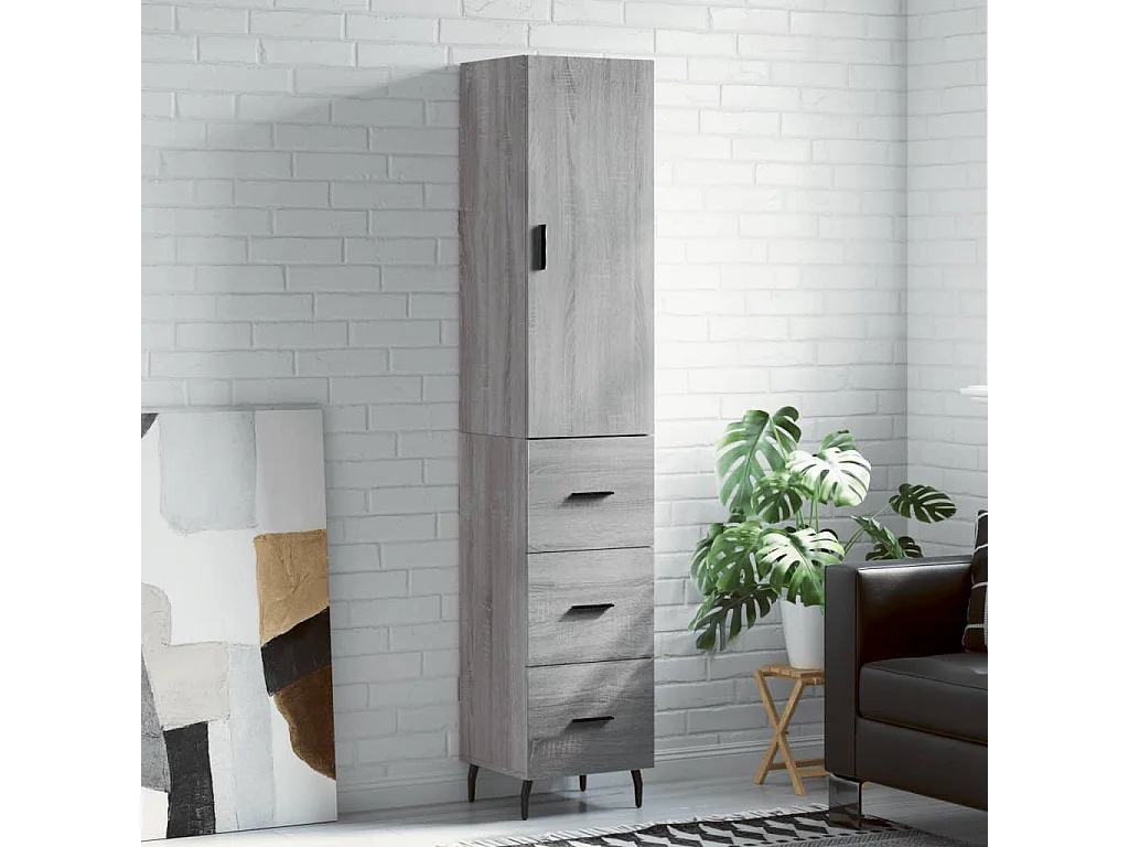 Highboard Grau Sonoma 34,5x34x180 cm Holzwerkstoff