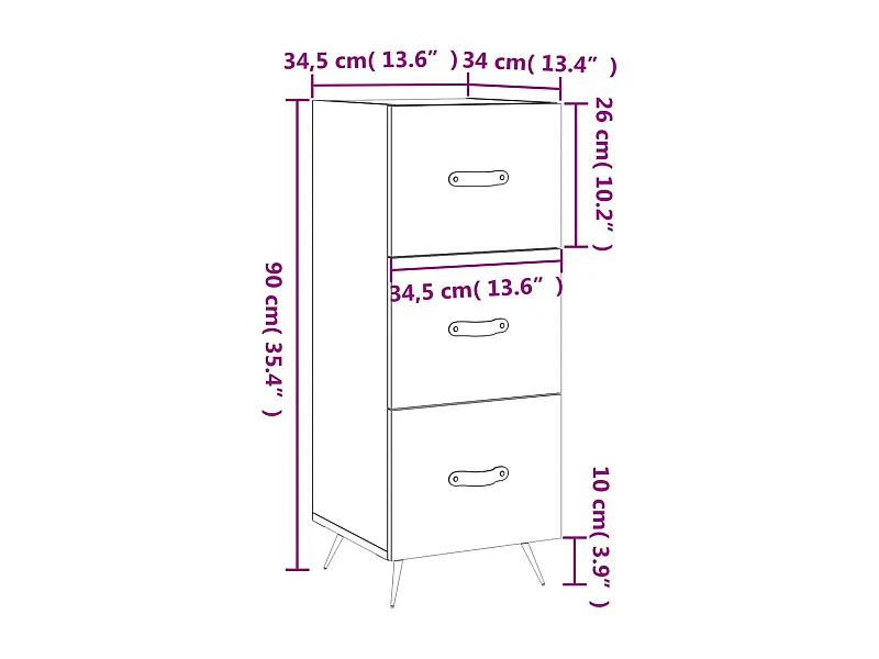 Sideboard Betongrau 34,5x34x90 cm Holzwerkstoff