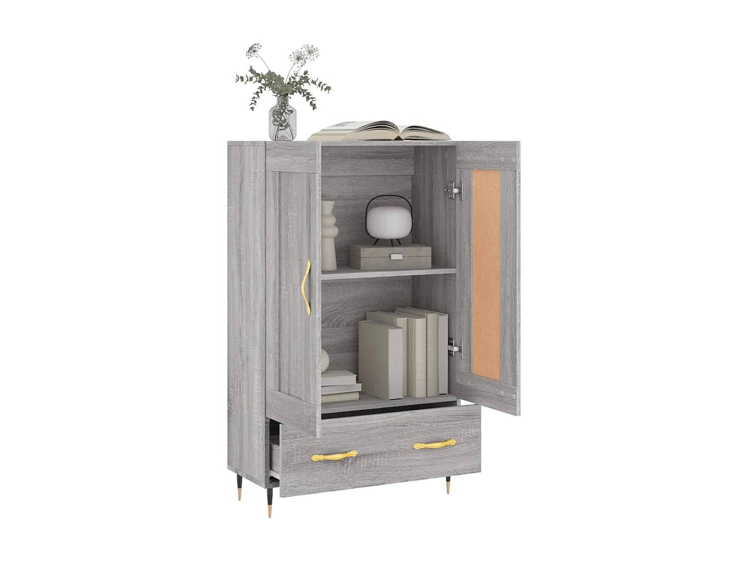 Buffet haut sonoma gris 69,5x31x115 cm bois d'ingénierie
