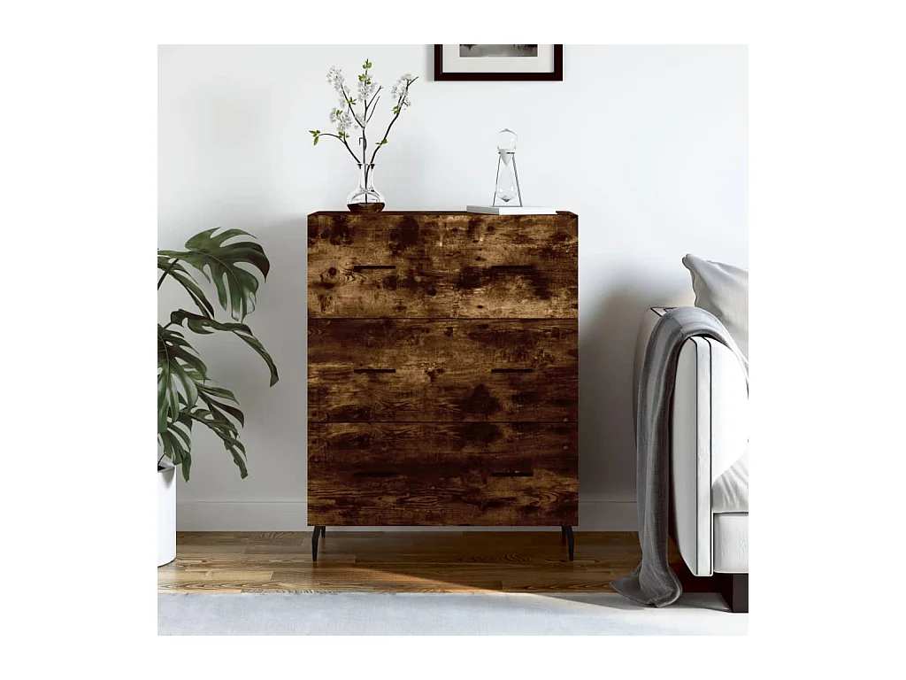 Buffet chêne fumé 69,5x34x90 cm bois d'ingénierie