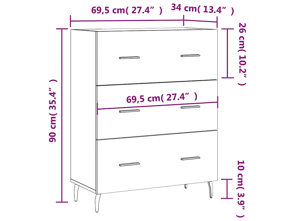 Sideboard Räuchereiche 69,5x34x90 cm Holzwerkstoff