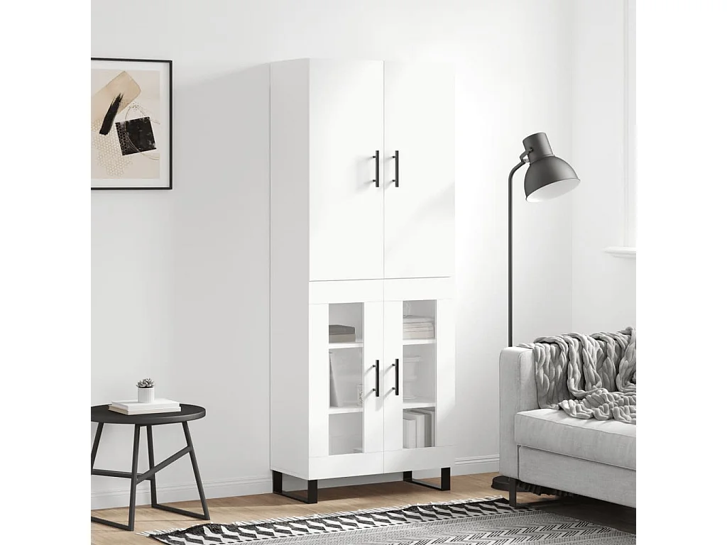 Buffet haut Blanc 69,5x34x180 cm Bois d'ingénierie